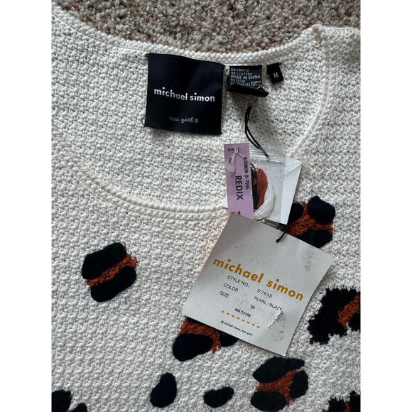 Michael Simon Short Sleeve Sweater Dress, Size Medium, NWT, Leopard Print - Picture 3 of 10
